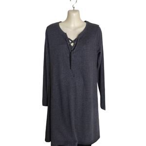 Nutshell Long Sleeve Dress with Lace Up Neck, Gray, Size S,‎ NWT